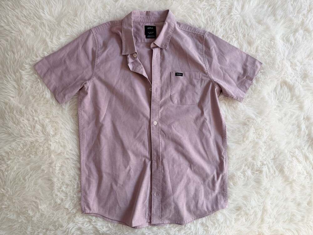 RVCA Boys Fit Short Sleeve Button Down Shirt Size XL